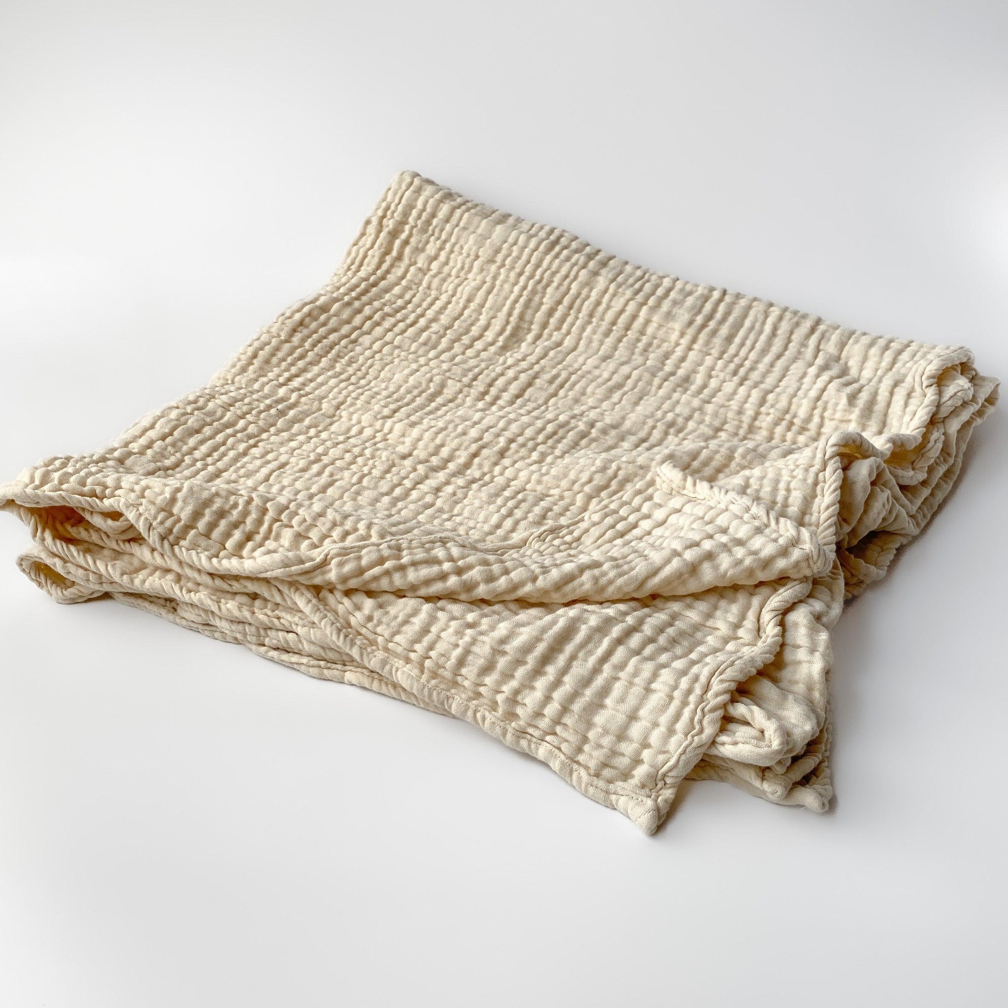 Cotton Gauze Throw Blanket / LIGHTWEIGHT 4 Layer Muslin - IVORY - Charley Charles